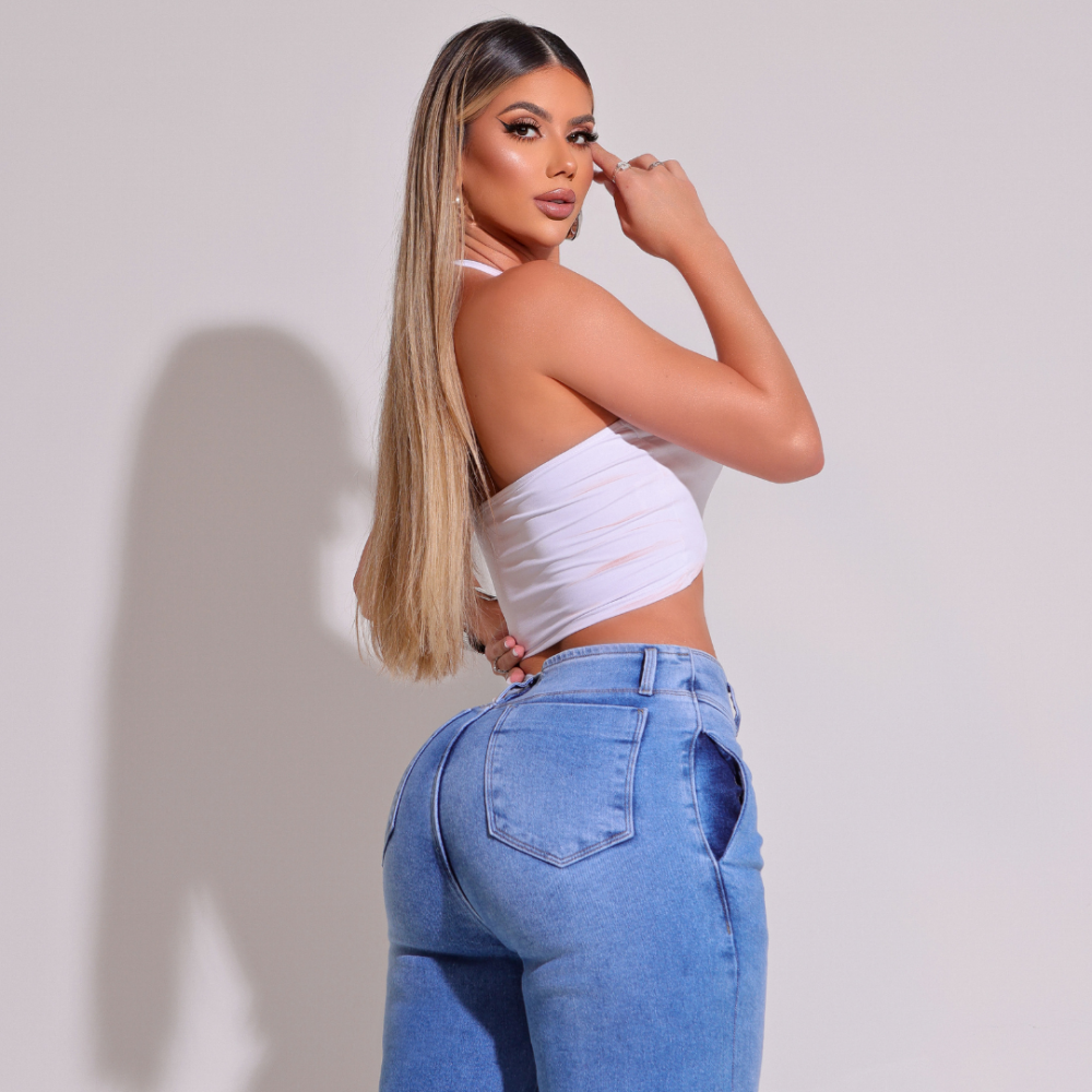 Jeans Modeladores Pierna Ancha para Mujer con Elastano Marseille - RX4003