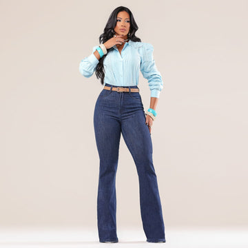 Calça Feminina Azul Escuro Flare Roxx Jeans