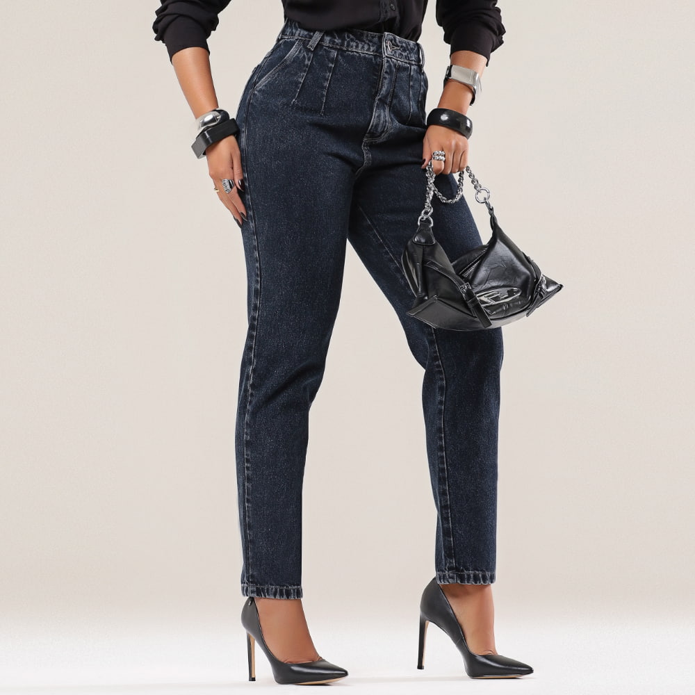 Calça Jeans Mom Cintura Alta c/ Pences - RX6004
