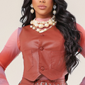 Conjunto Marrom Feminino Colete Alfaiataria Roxx Jeans