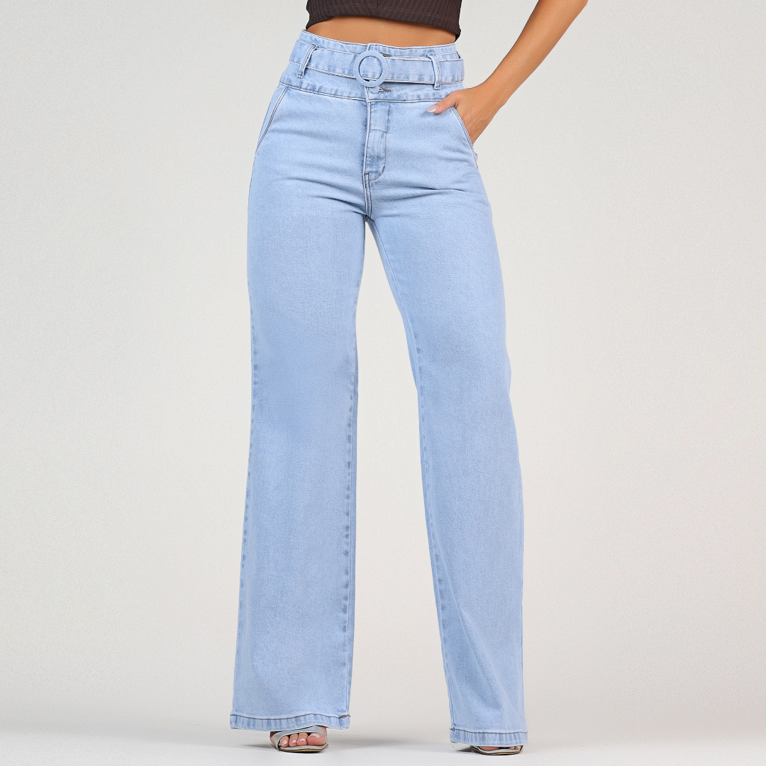 Calça Jeans Modeladora Wide Leg c/ Elastano Lara Clarinha  - RX3092