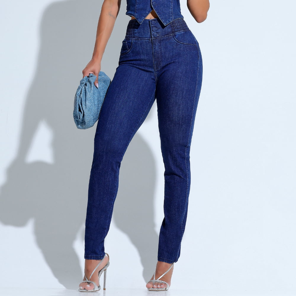Calça Jeans Feminina Skinny Cós dos Sonhos Escura - RX1042