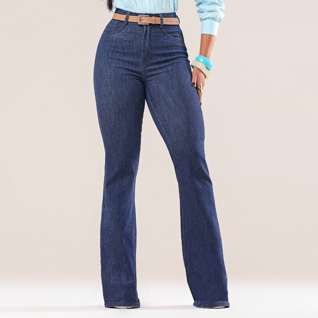 Calça Feminina Azul Escuro Flare Roxx Jeans